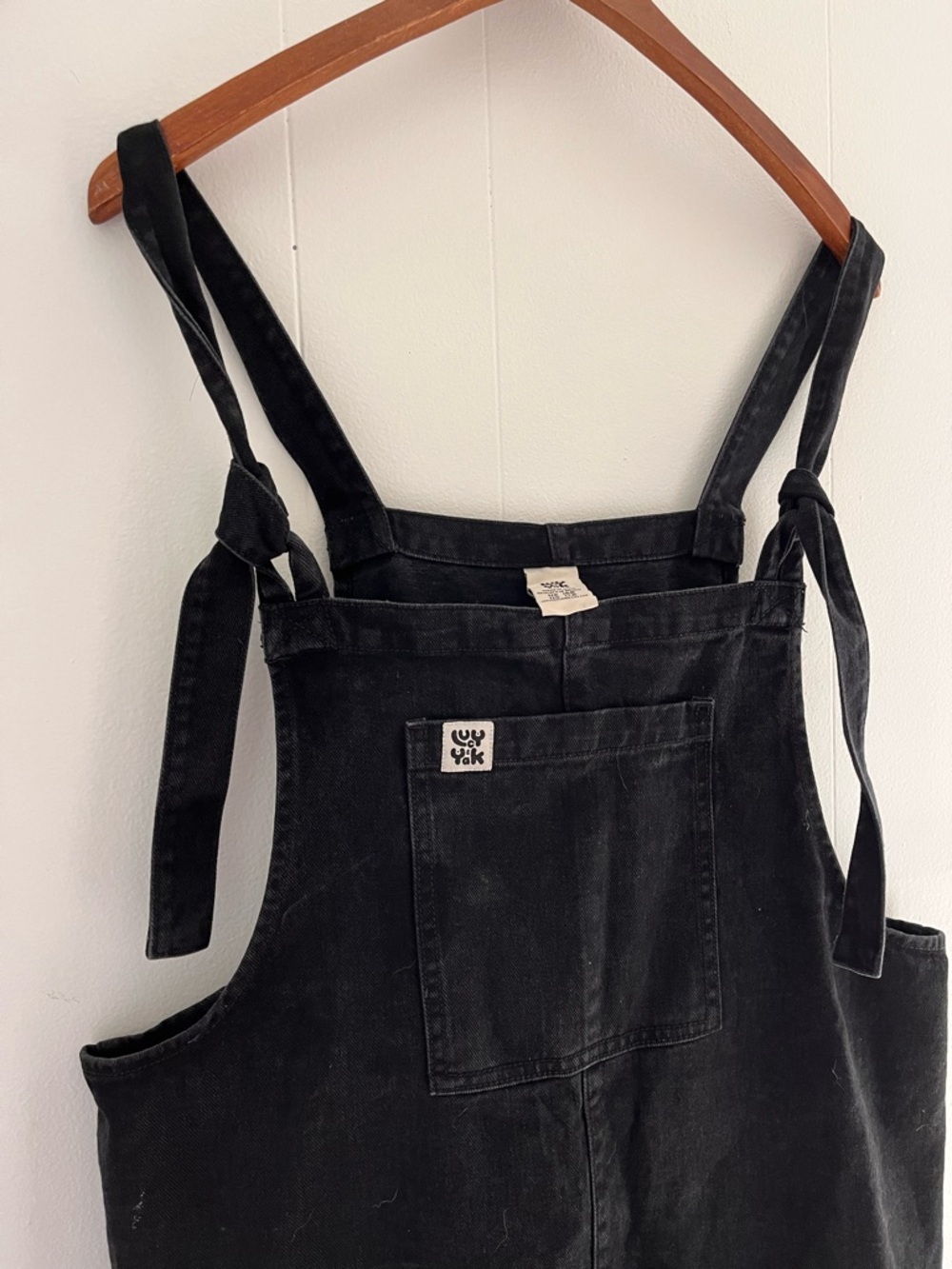 Lucy & Yak Black Denim Tie-Strap Overalls WL